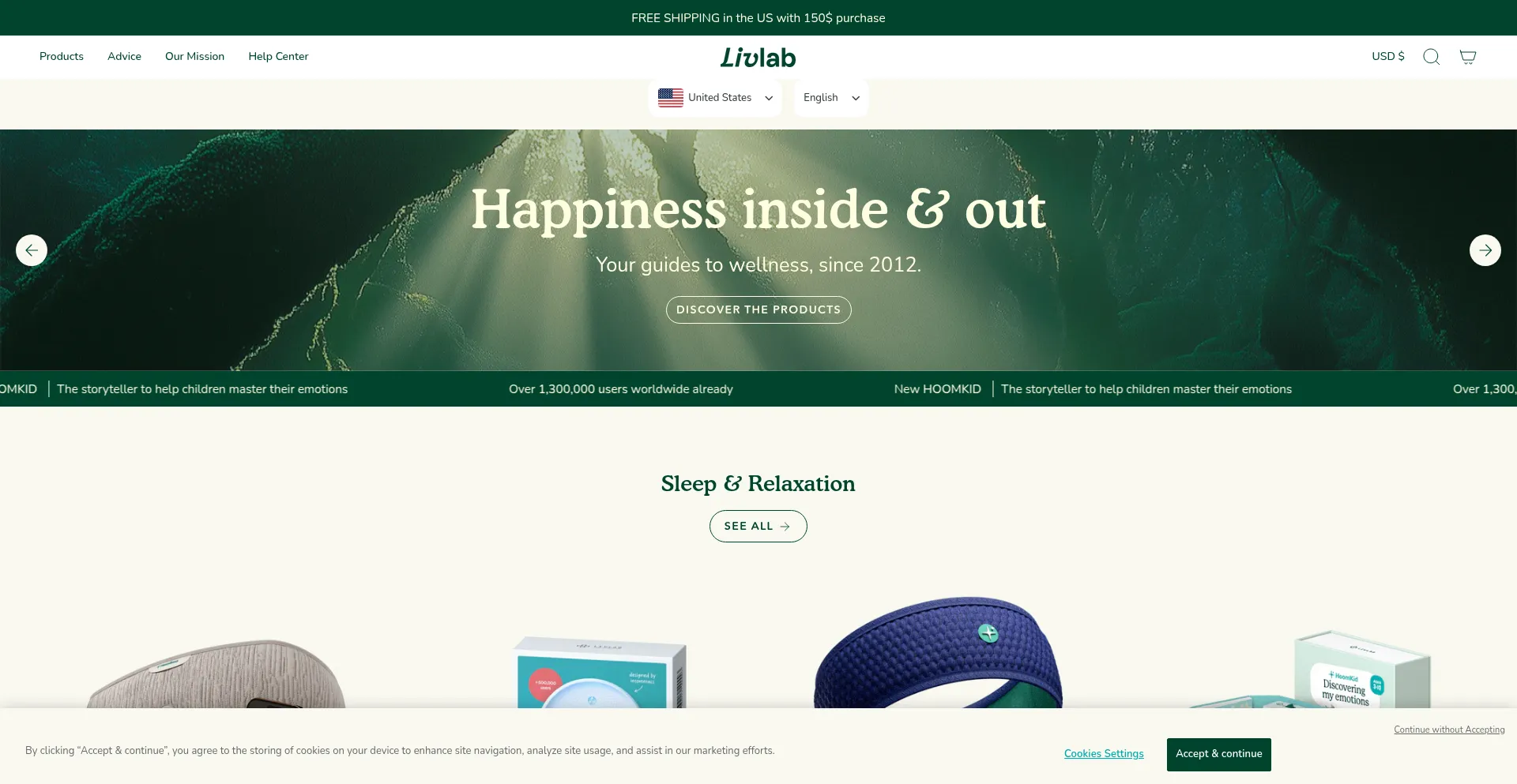 Website screenshot of Shop.livlab.care