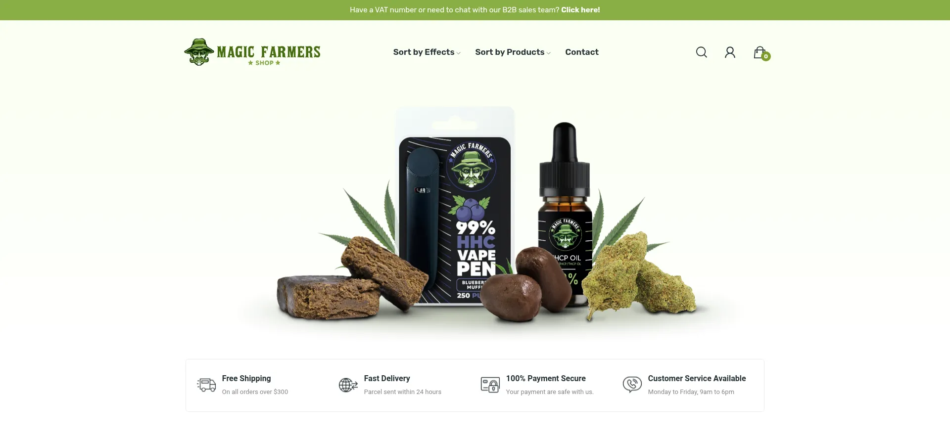 Website screenshot of Shop.magic-farmers.com