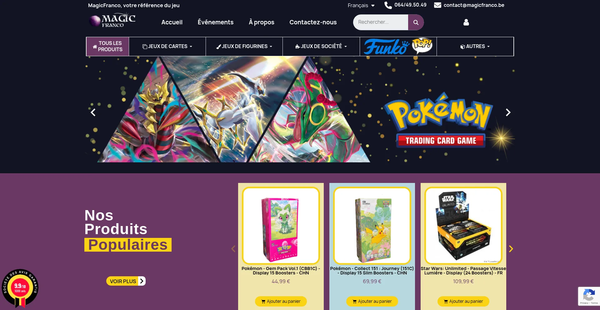 Website screenshot of Shop.magicfranco.be