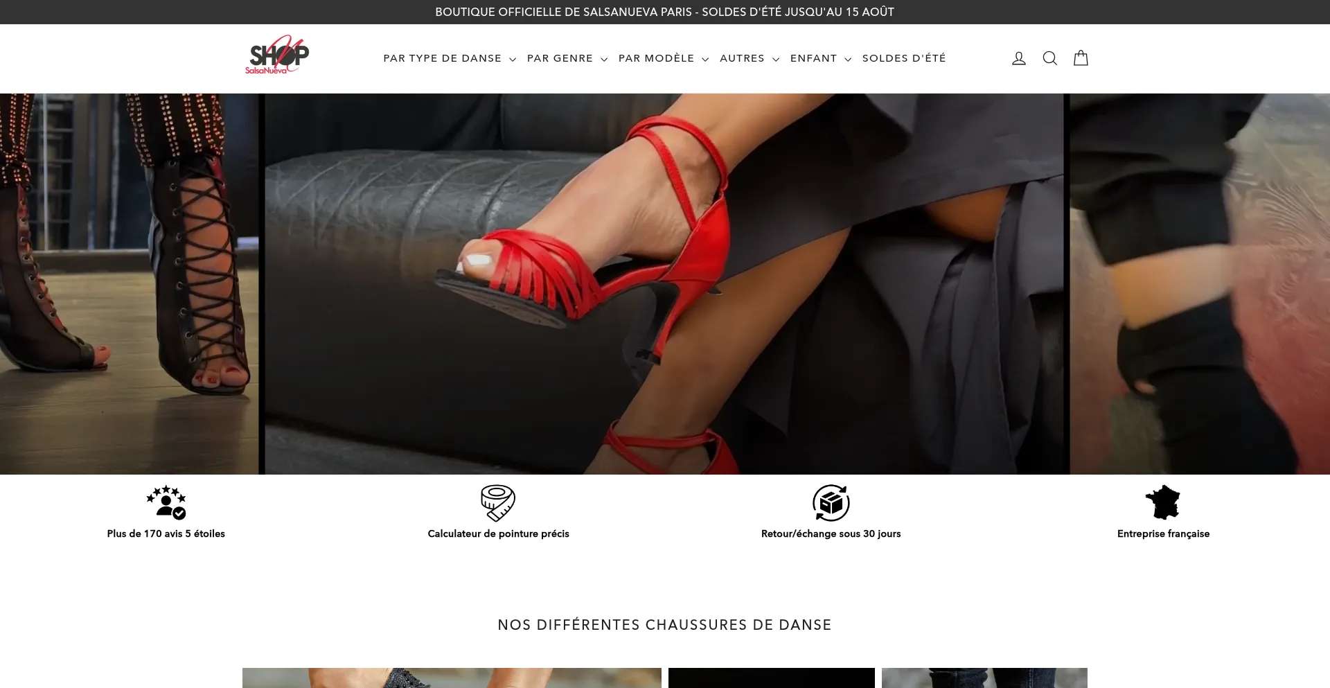 Website screenshot of Shop.salsanueva.fr