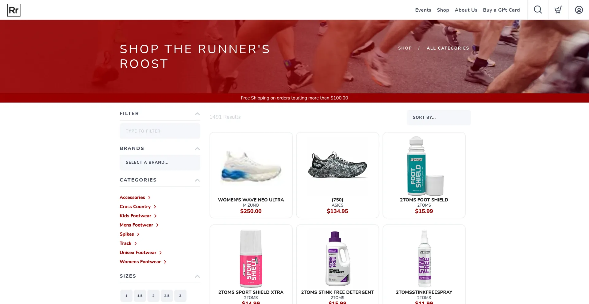 Shop.therunnersroost.com Screenshot