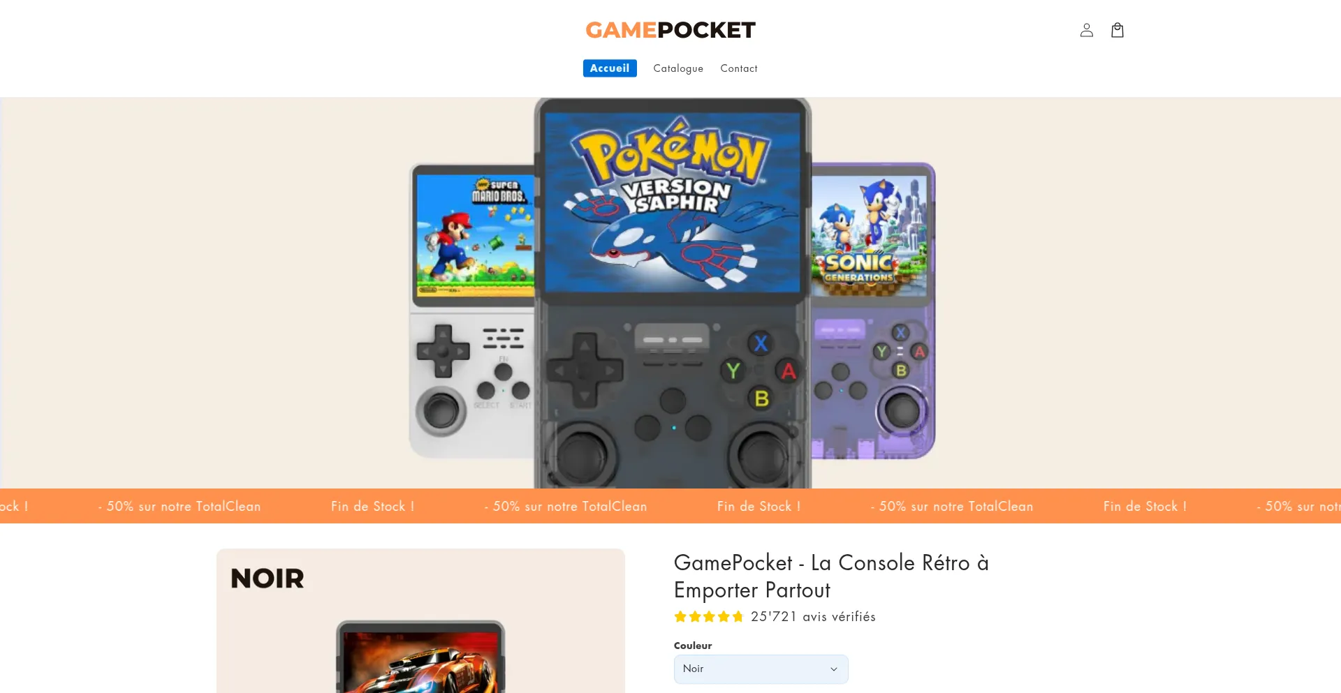 Website screenshot of Shop-gamepocket.com