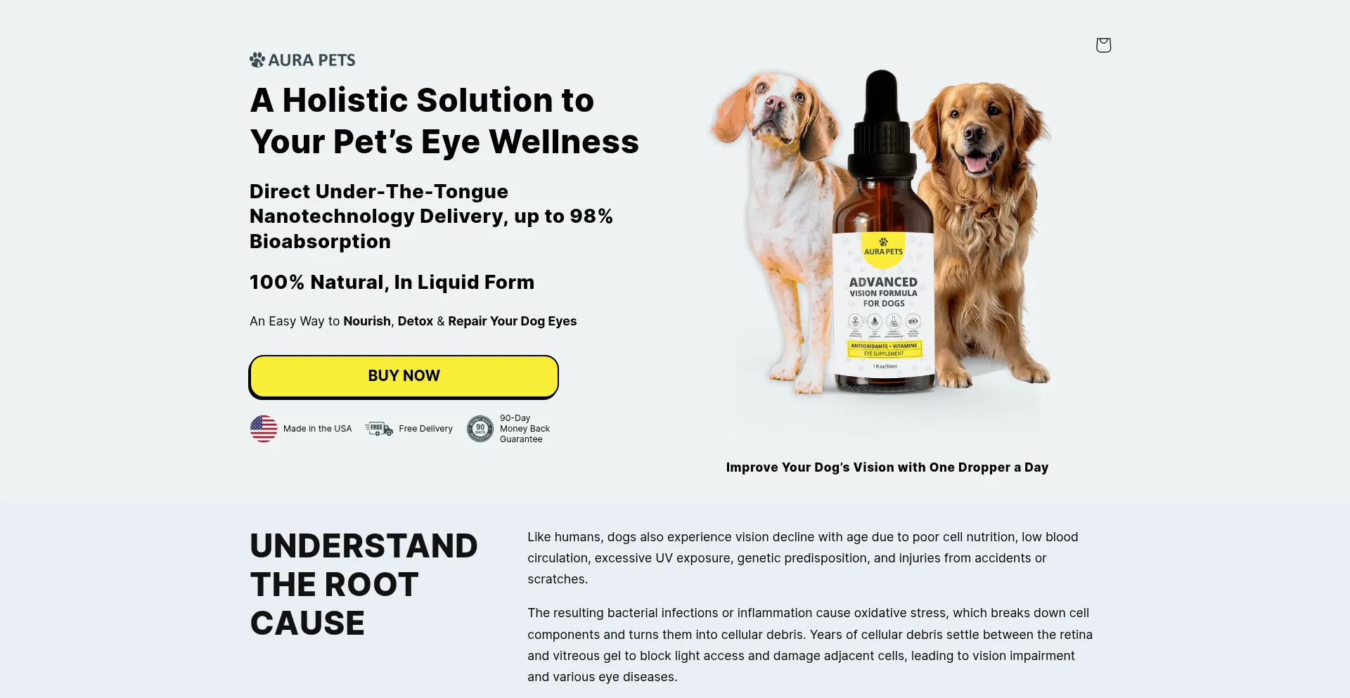 Website screenshot of Shopaurapets.com