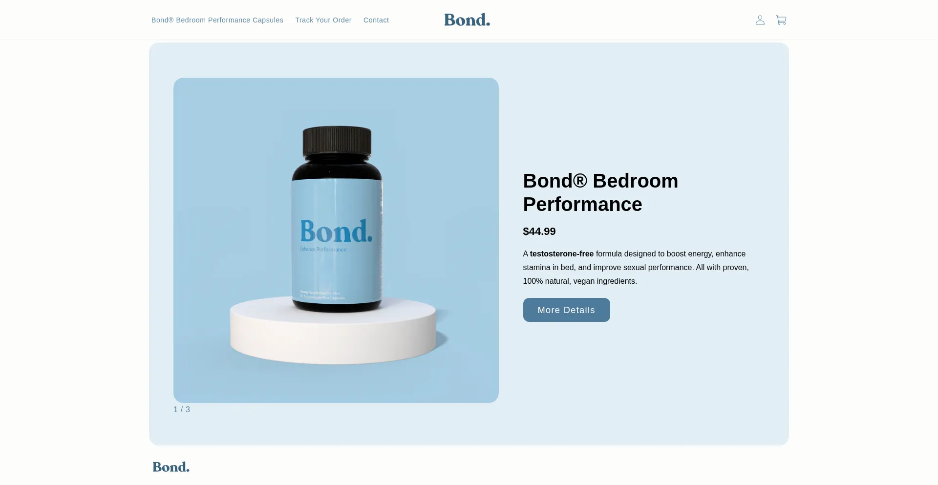 Website screenshot of Shopbond.store
