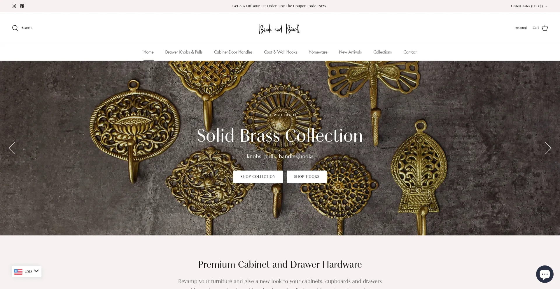 Website screenshot of Shopbrookandbirch.com
