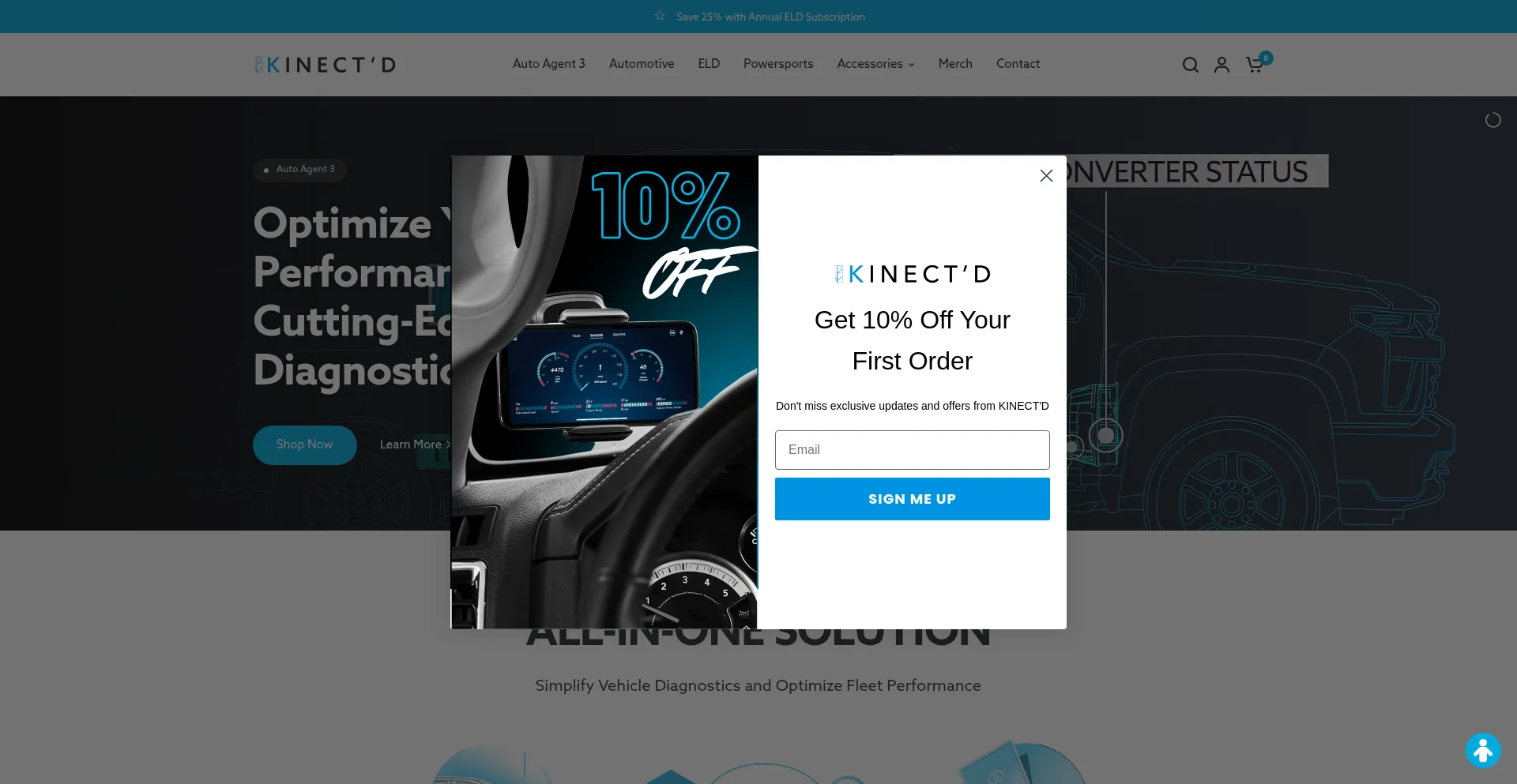 Website screenshot of Shopkinectd.com