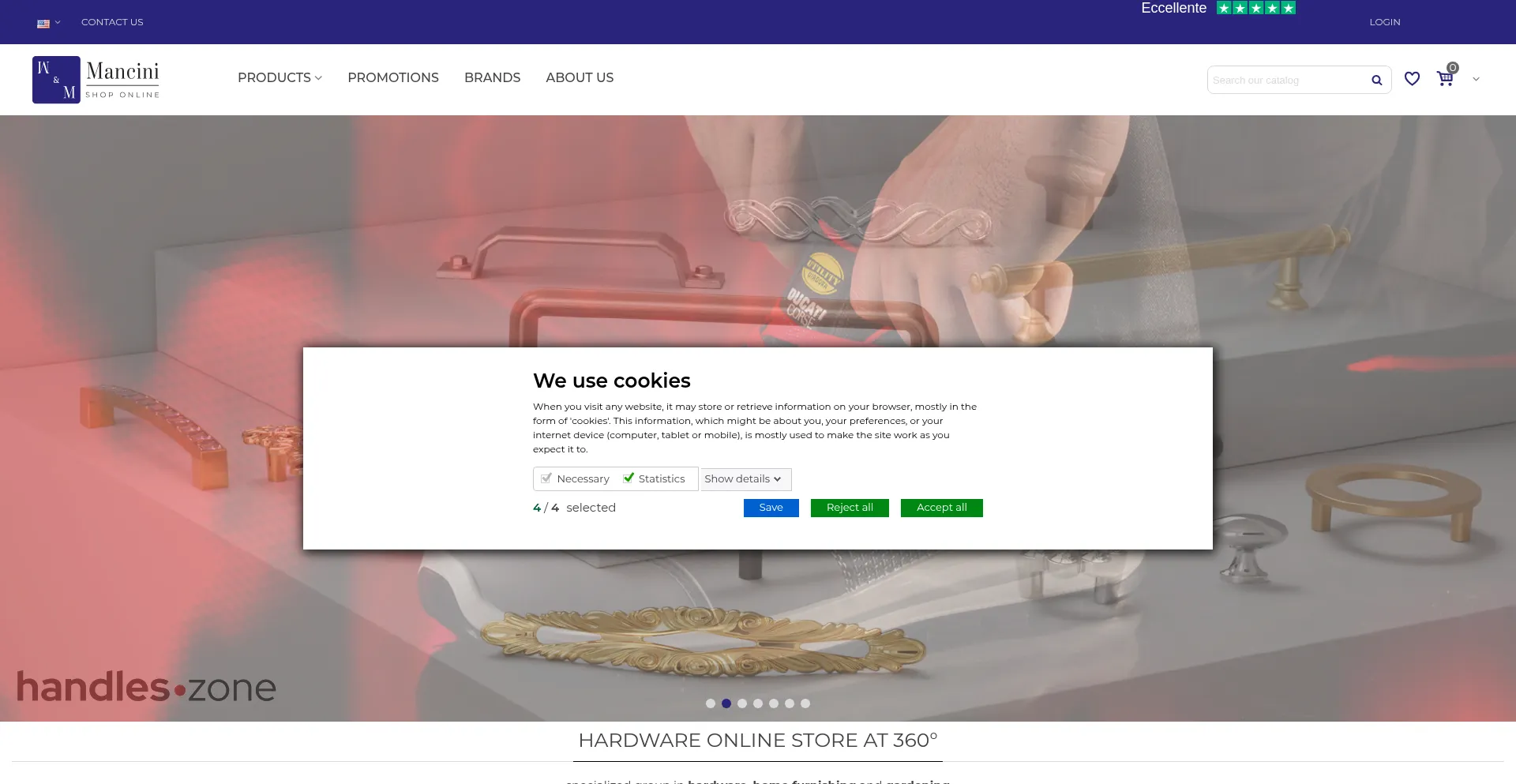 Website screenshot of Shopmancini.com