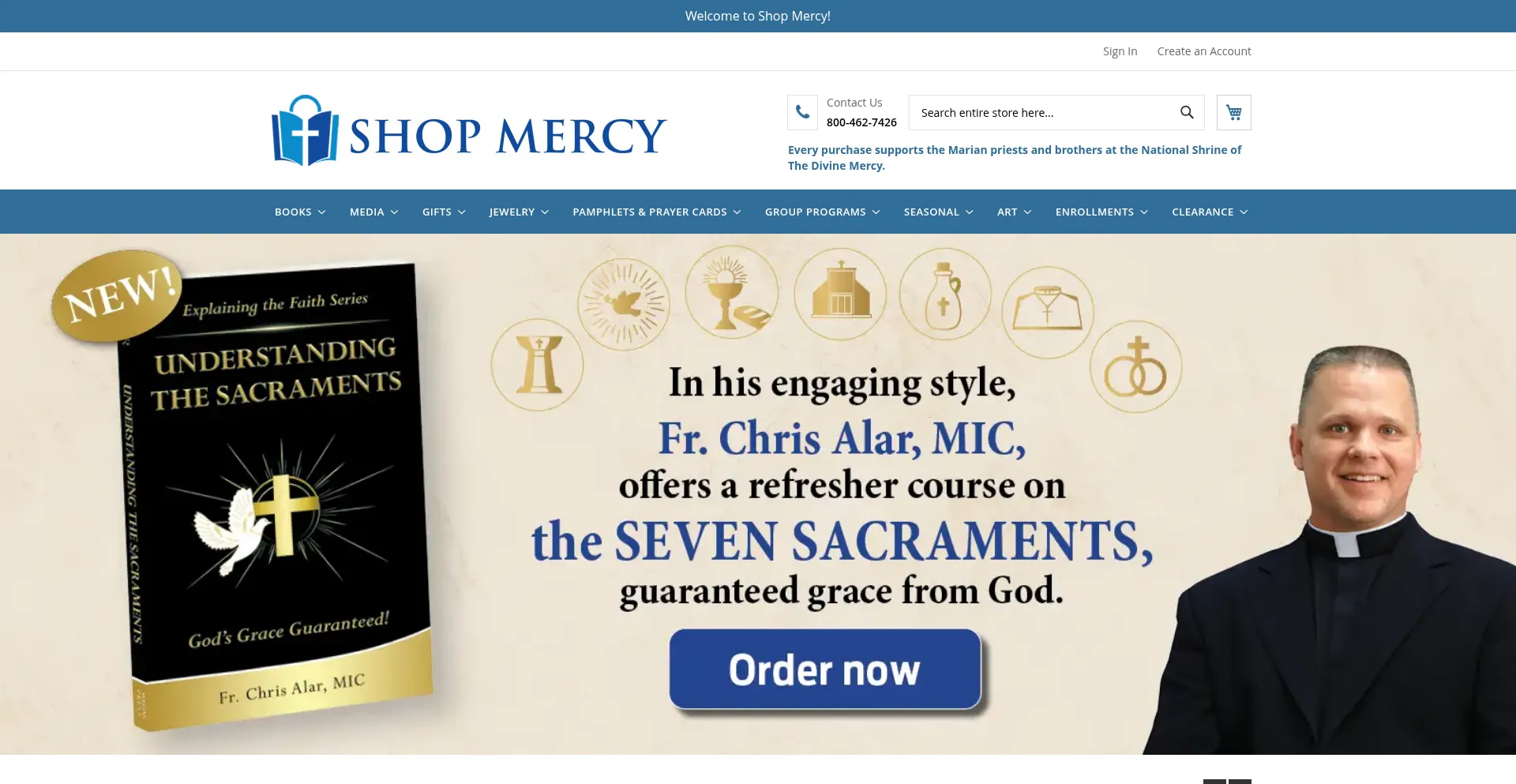 Website screenshot of Shopmercy.org