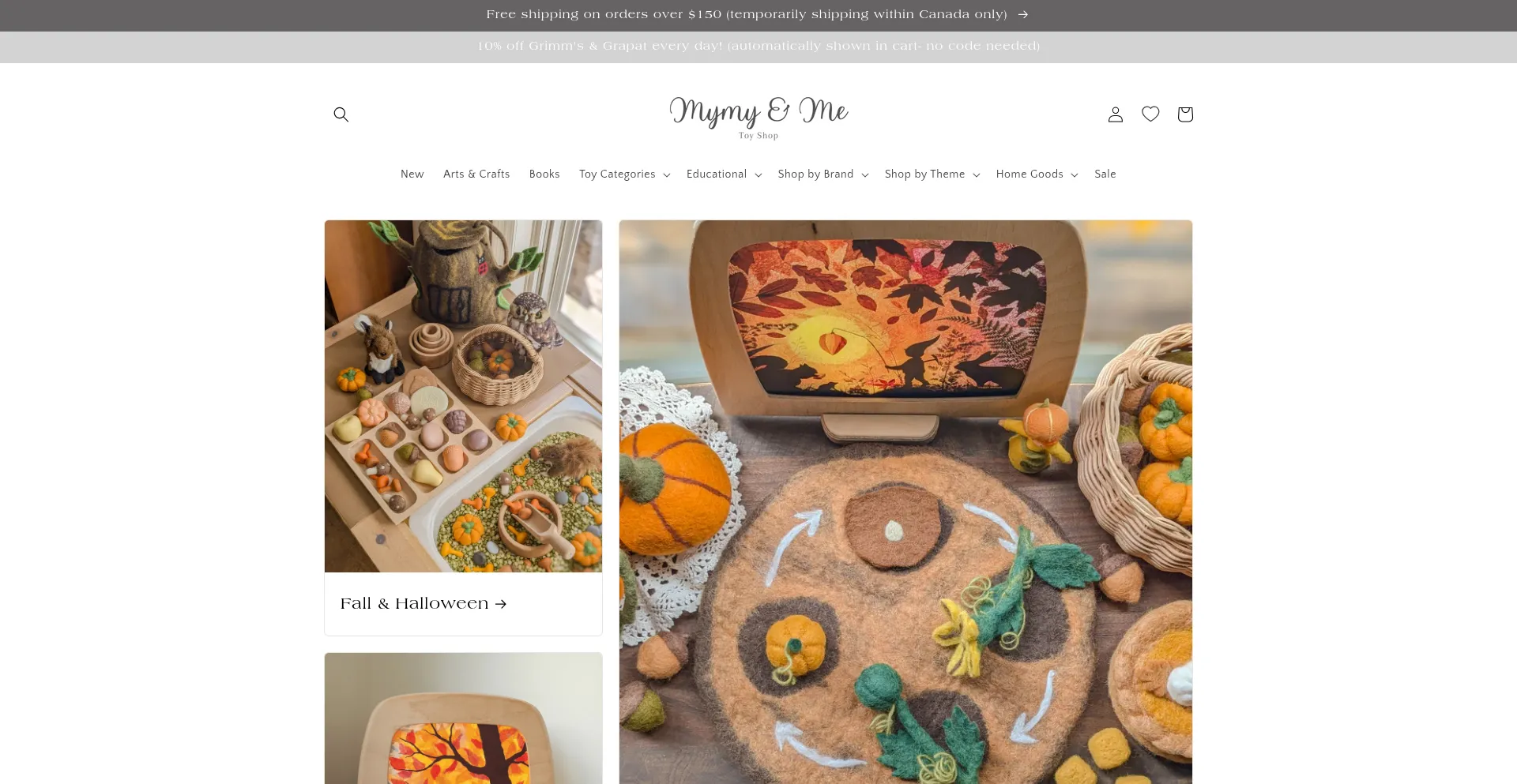 Website screenshot of Shopmymyandme.ca