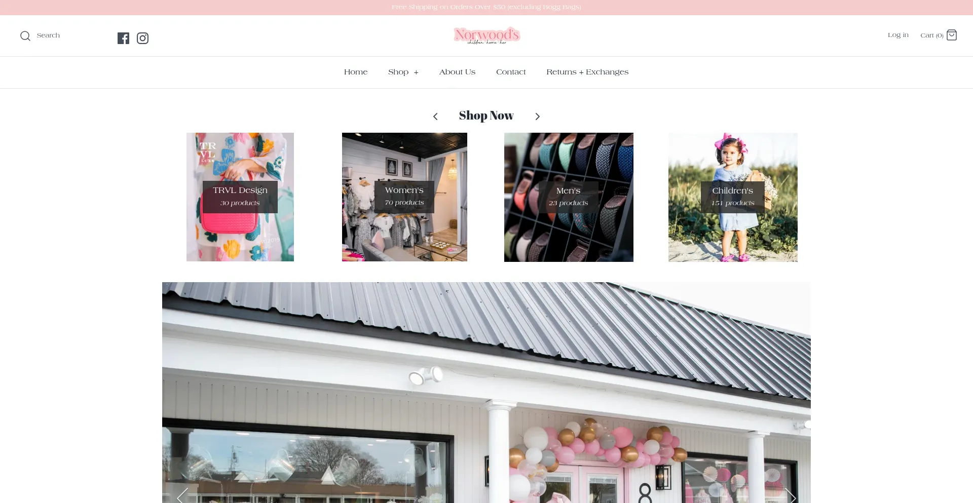 Website screenshot of Shopnorwoods.com