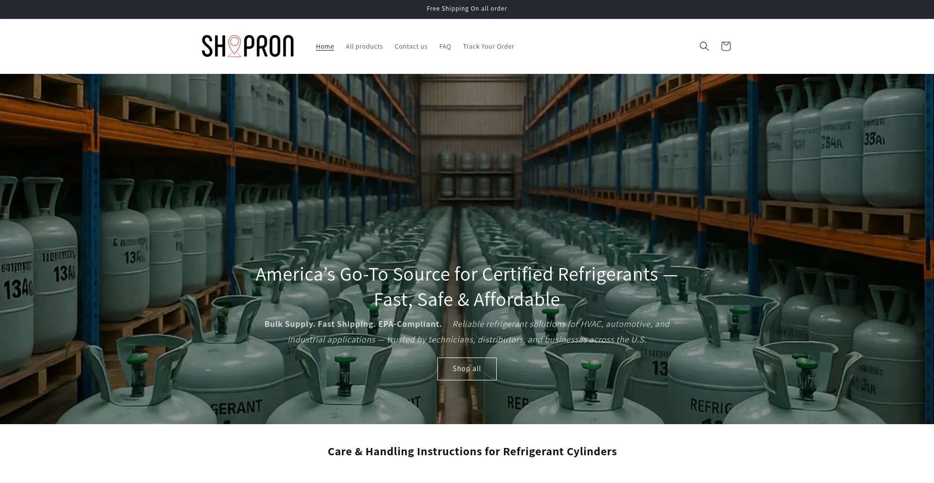Website screenshot of Shopron.shop