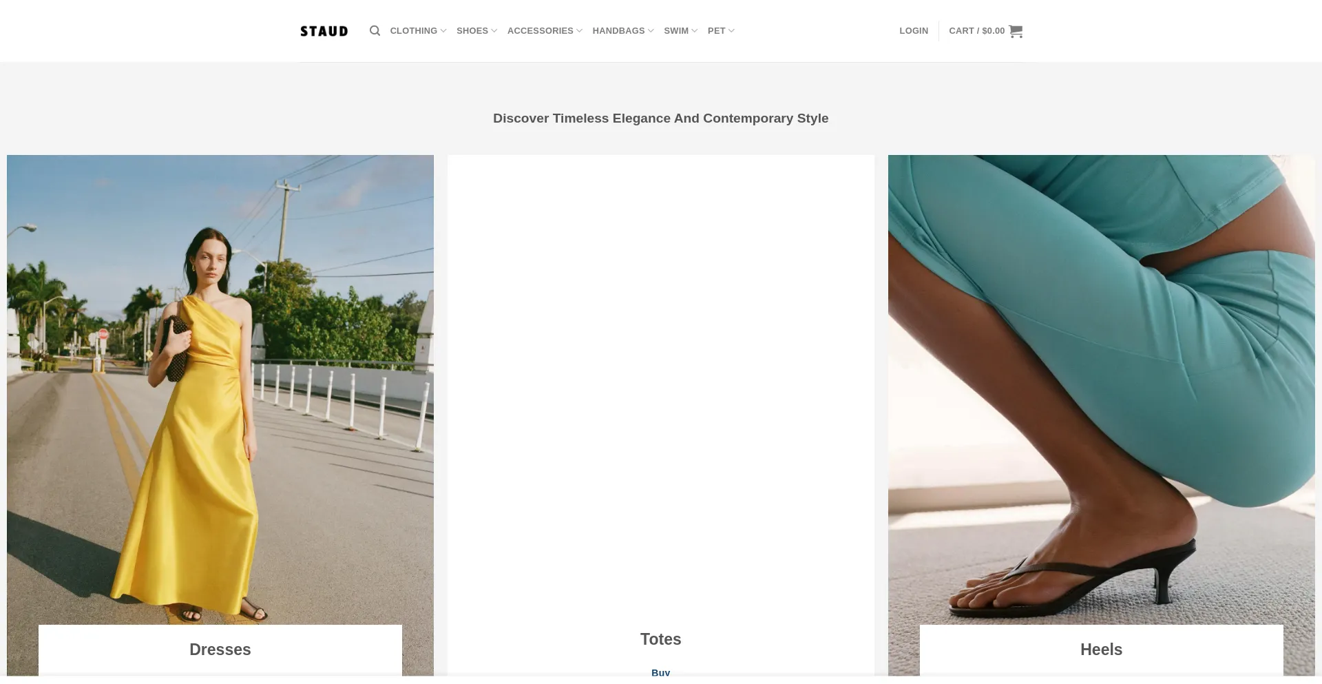 Website screenshot of Shopstaud.com