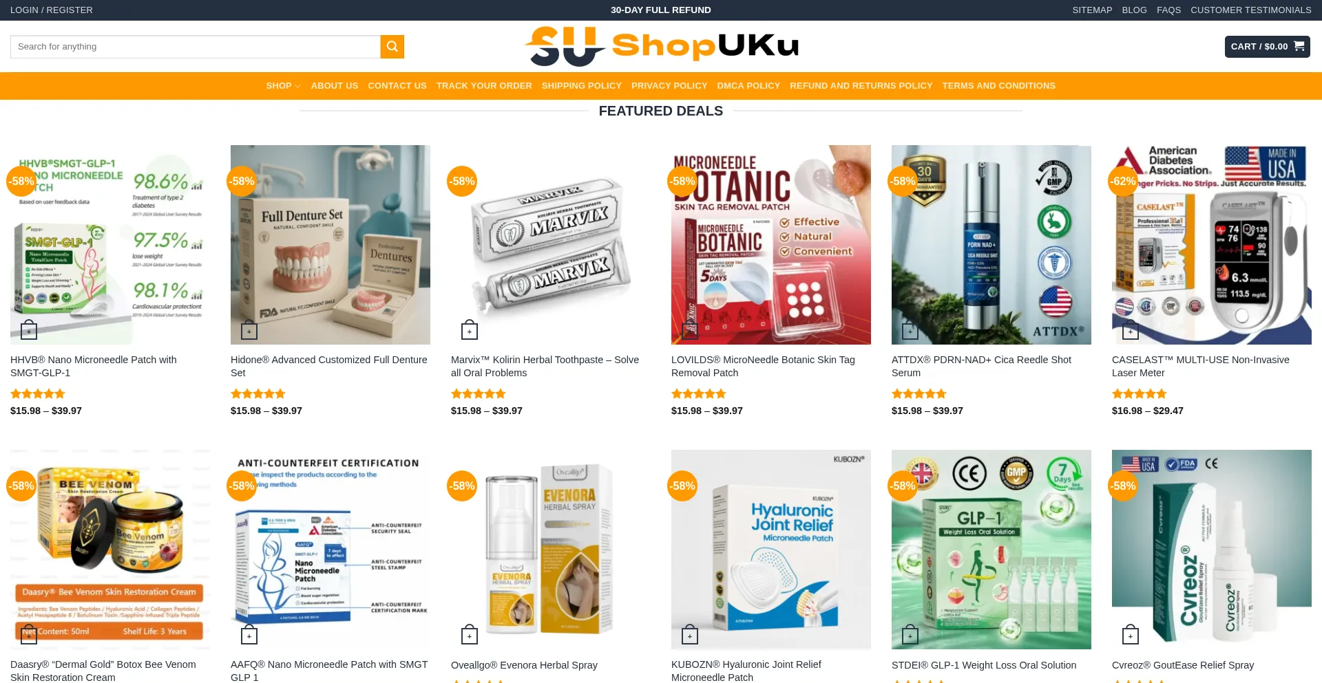 Website screenshot of Shopuku.com