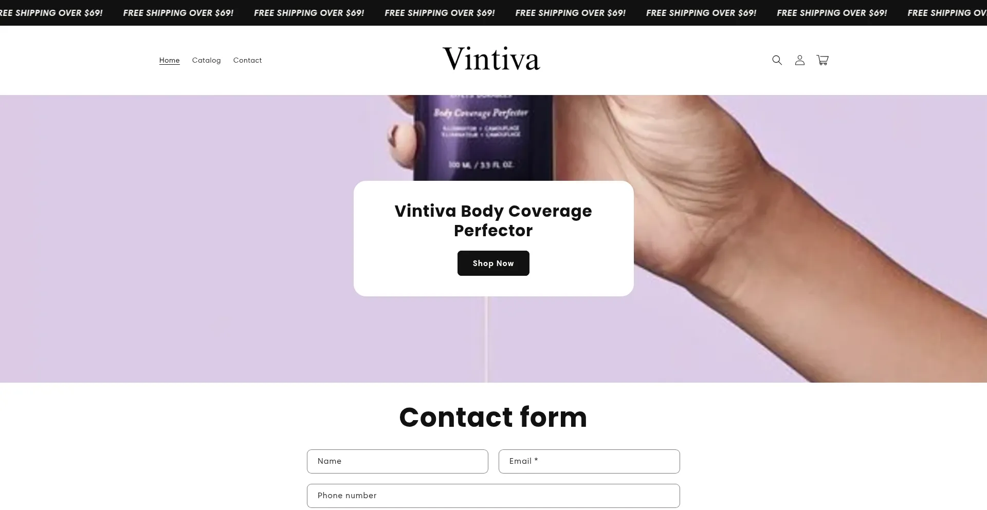 Website screenshot of Shopvintiva.com