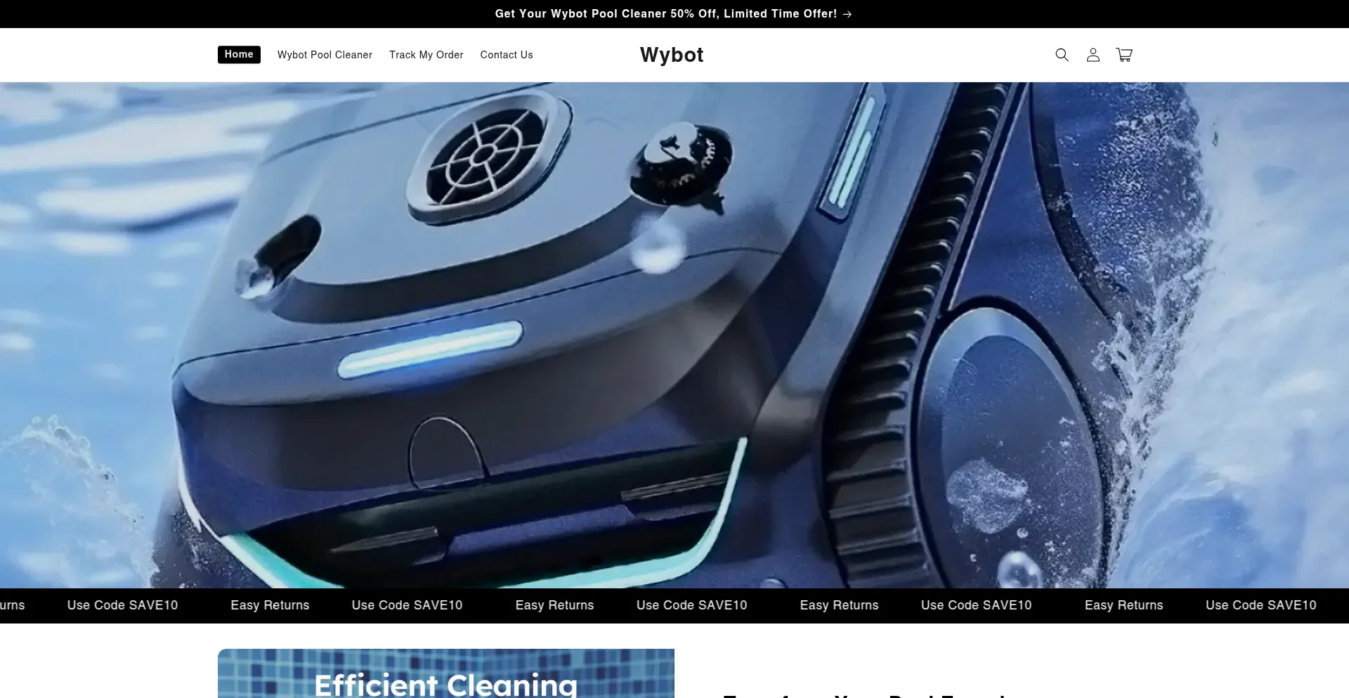 Website screenshot of Shopwybot.com