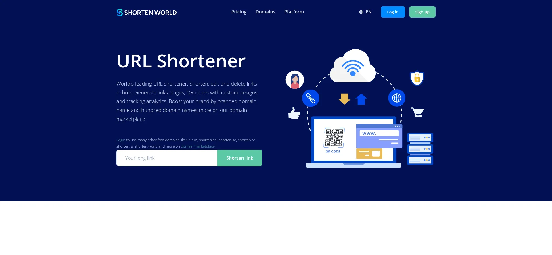 Website screenshot of Shorten.is