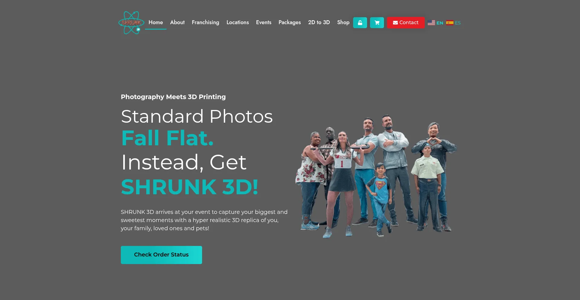 Website screenshot of Shrunk3d.com