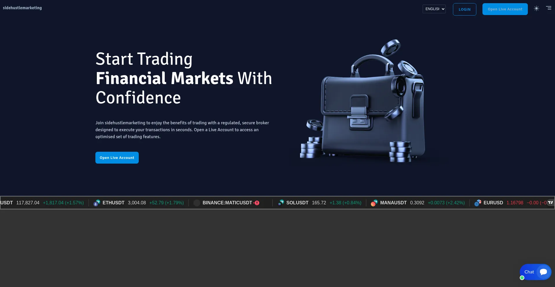 Website screenshot of Sidehustlemarketing.live