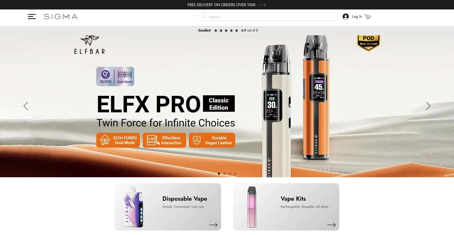 Website screenshot of Sigma-vape.com
