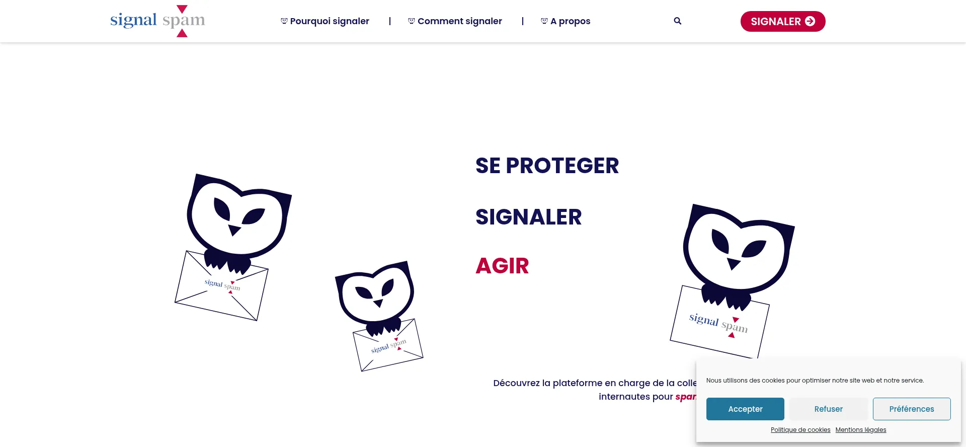 Website screenshot of Signal-spam.fr