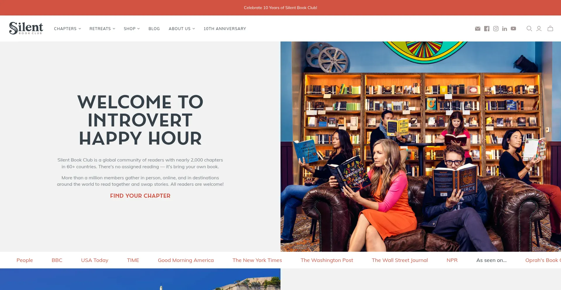 Website screenshot of Silentbook.club