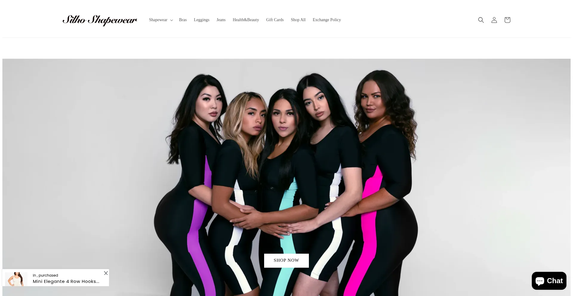 Website screenshot of Silhoshapewear.com