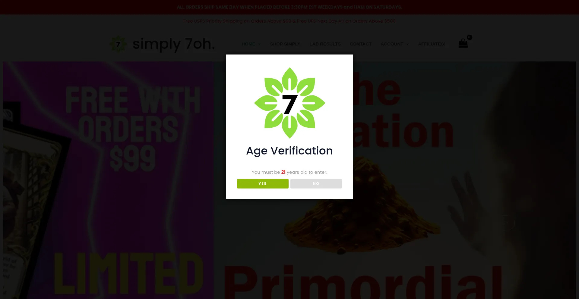 Website screenshot of Simply7oh.com