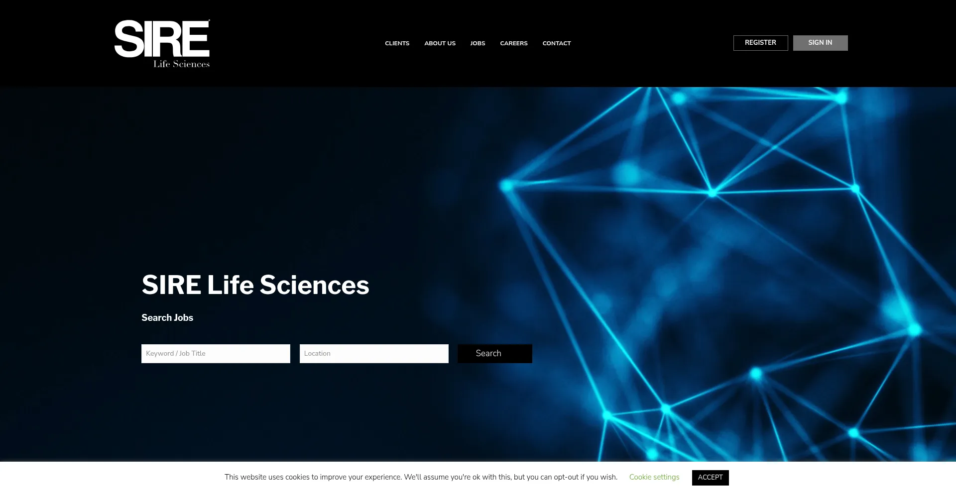 Website screenshot of Sire-search.com