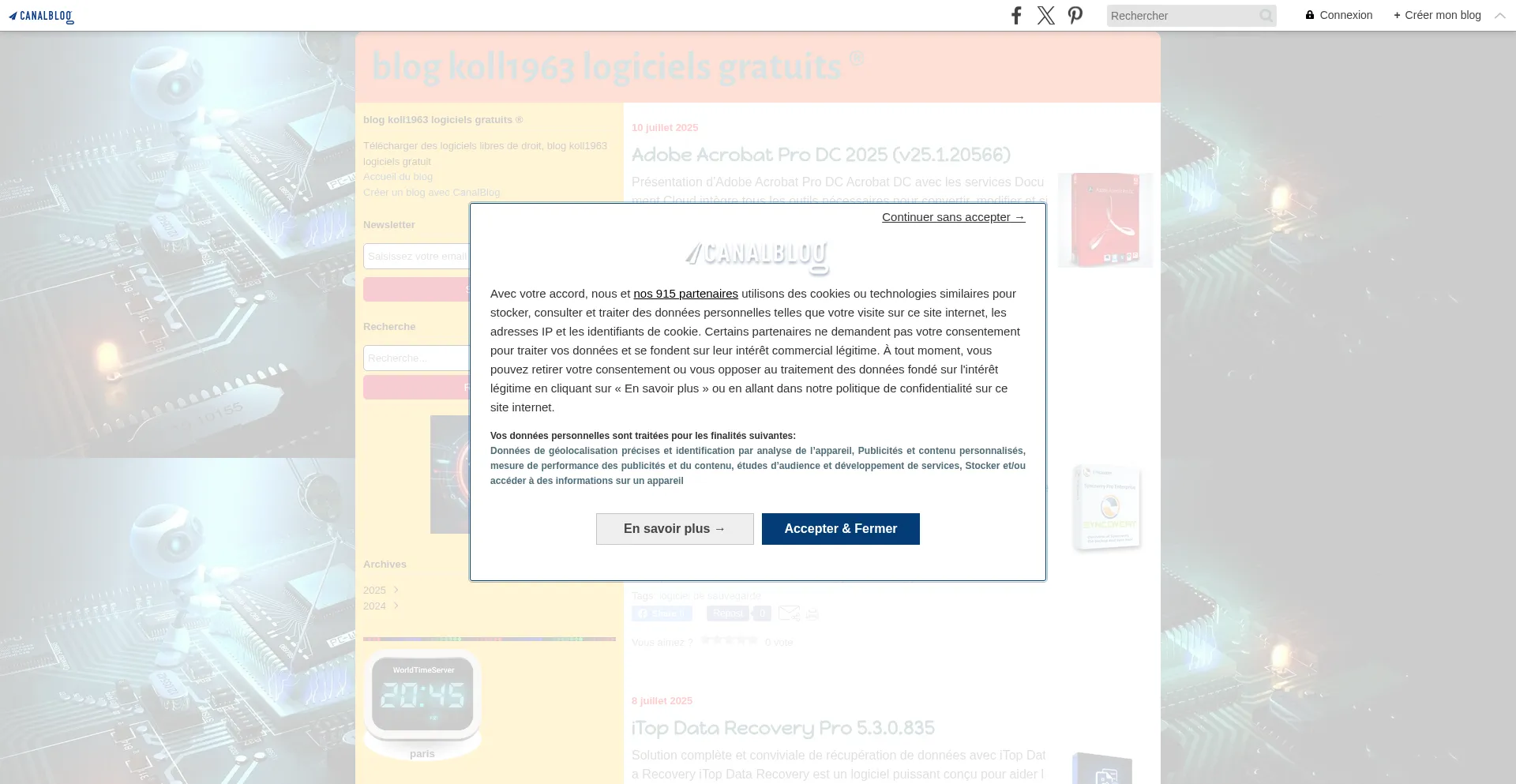 Website screenshot of Siteskoll1963.canalblog.com
