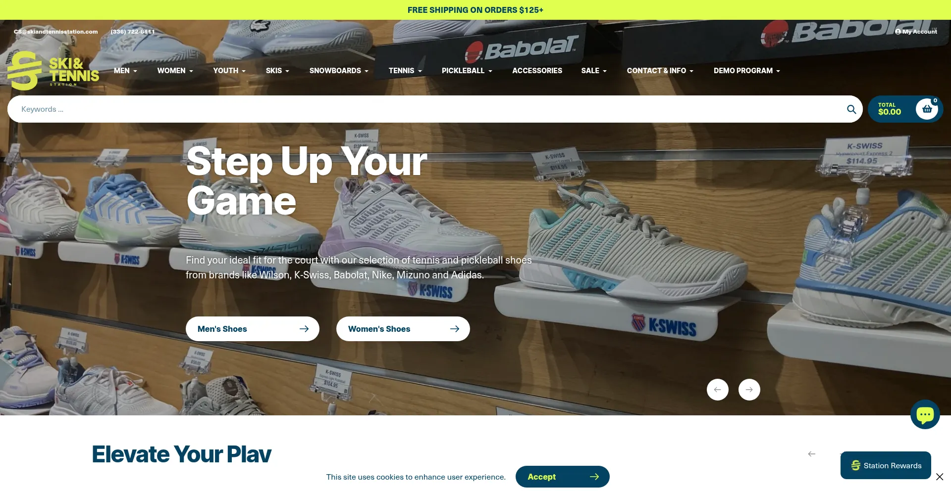 Website screenshot of Skiandtennisstation.com