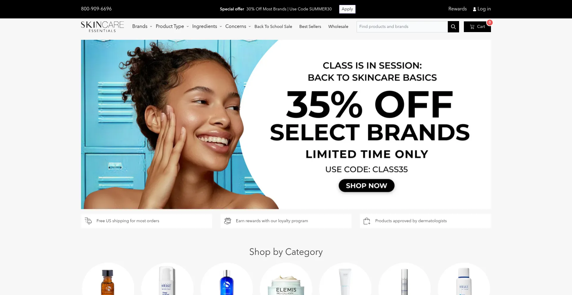 Website screenshot of Skincareessentials.com