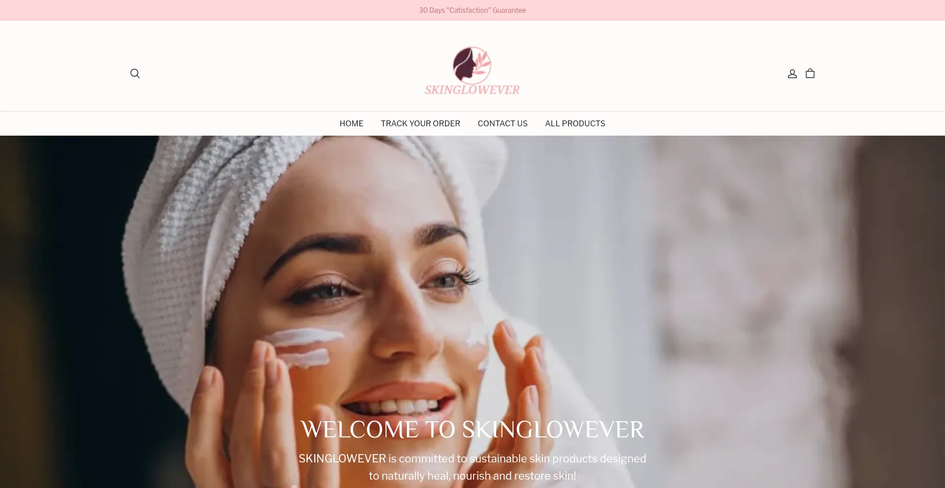 Website screenshot of Skinglowevermall.com