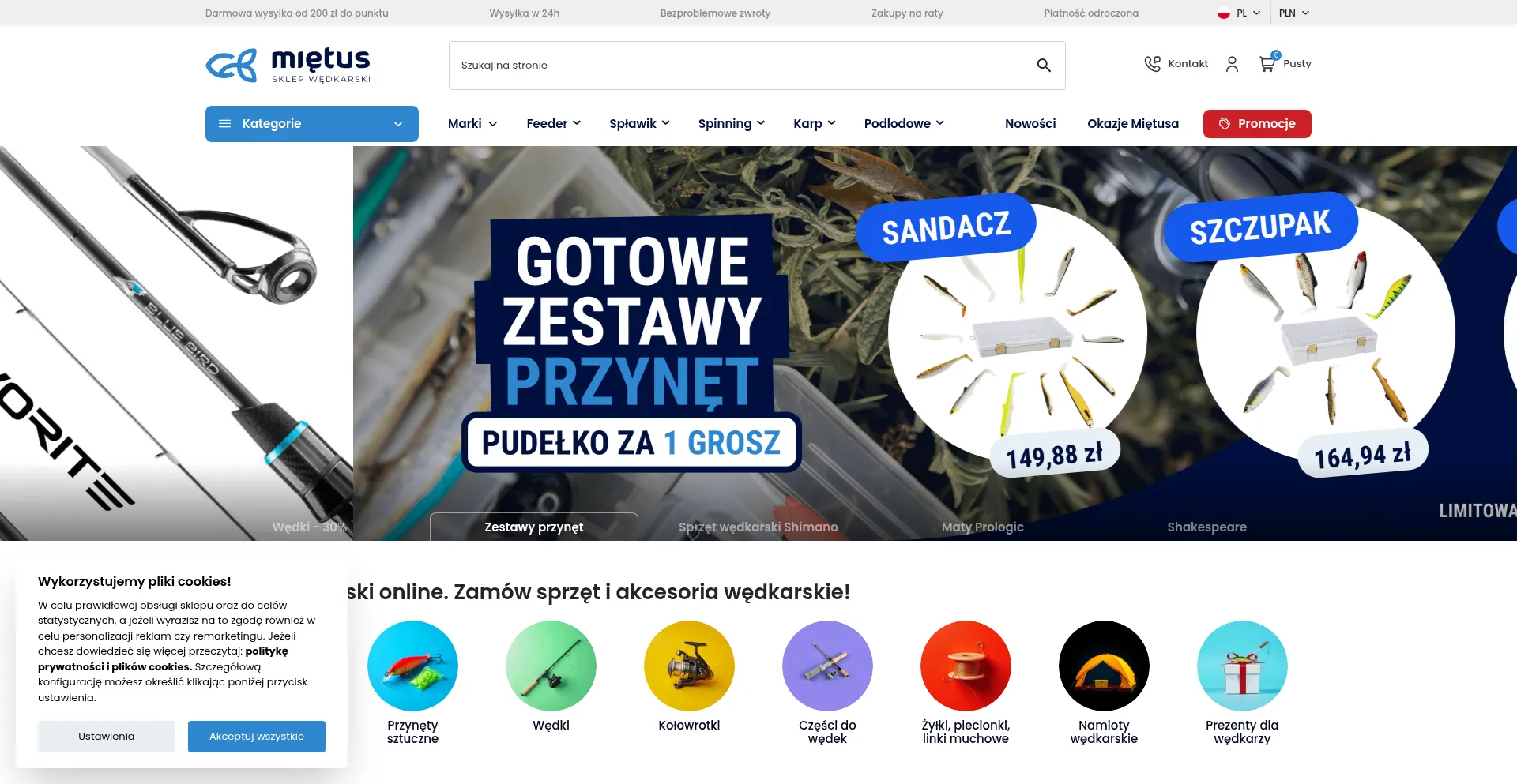 Website screenshot of Sklep-mietus.pl