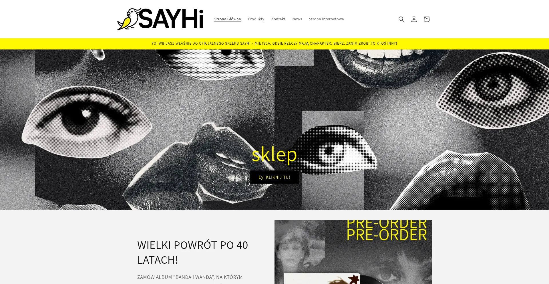 Website screenshot of Sklepsayhi.pl