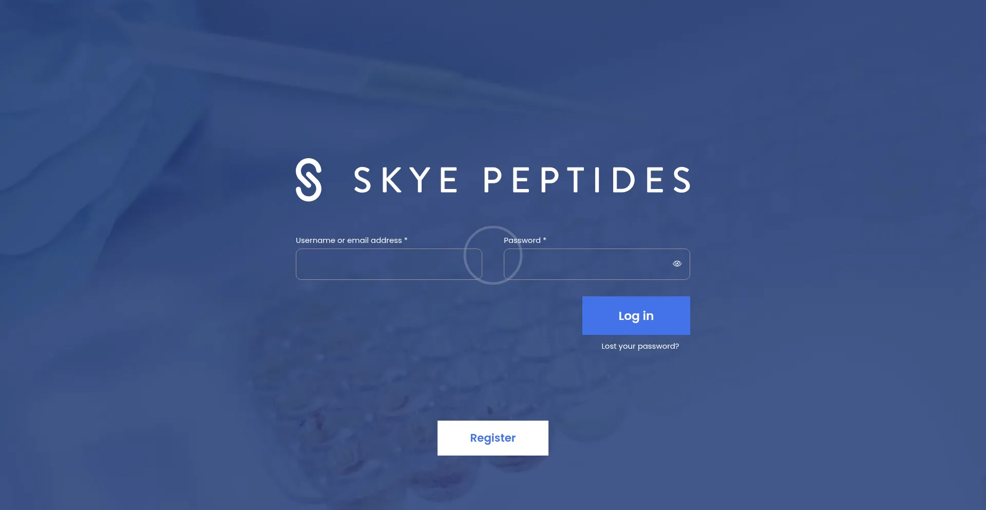 Website screenshot of Skyepeptides.com