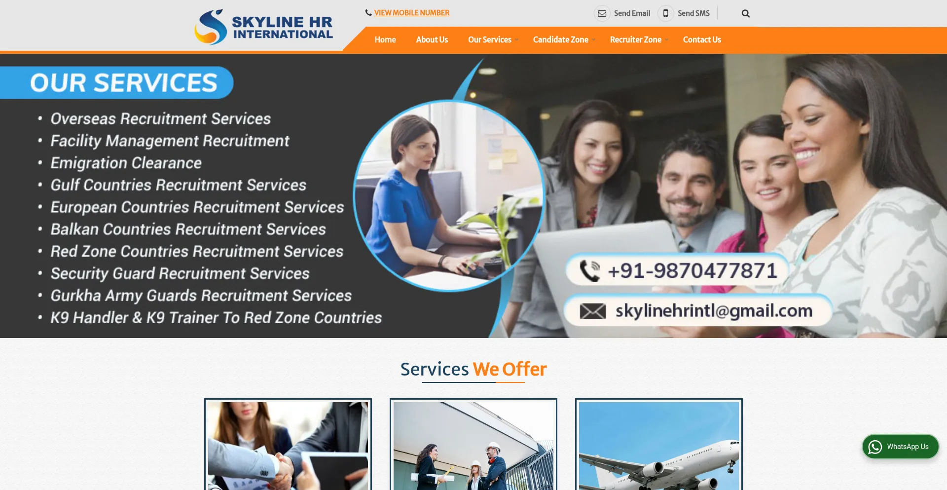 Website screenshot of Skylinehrinternational.com