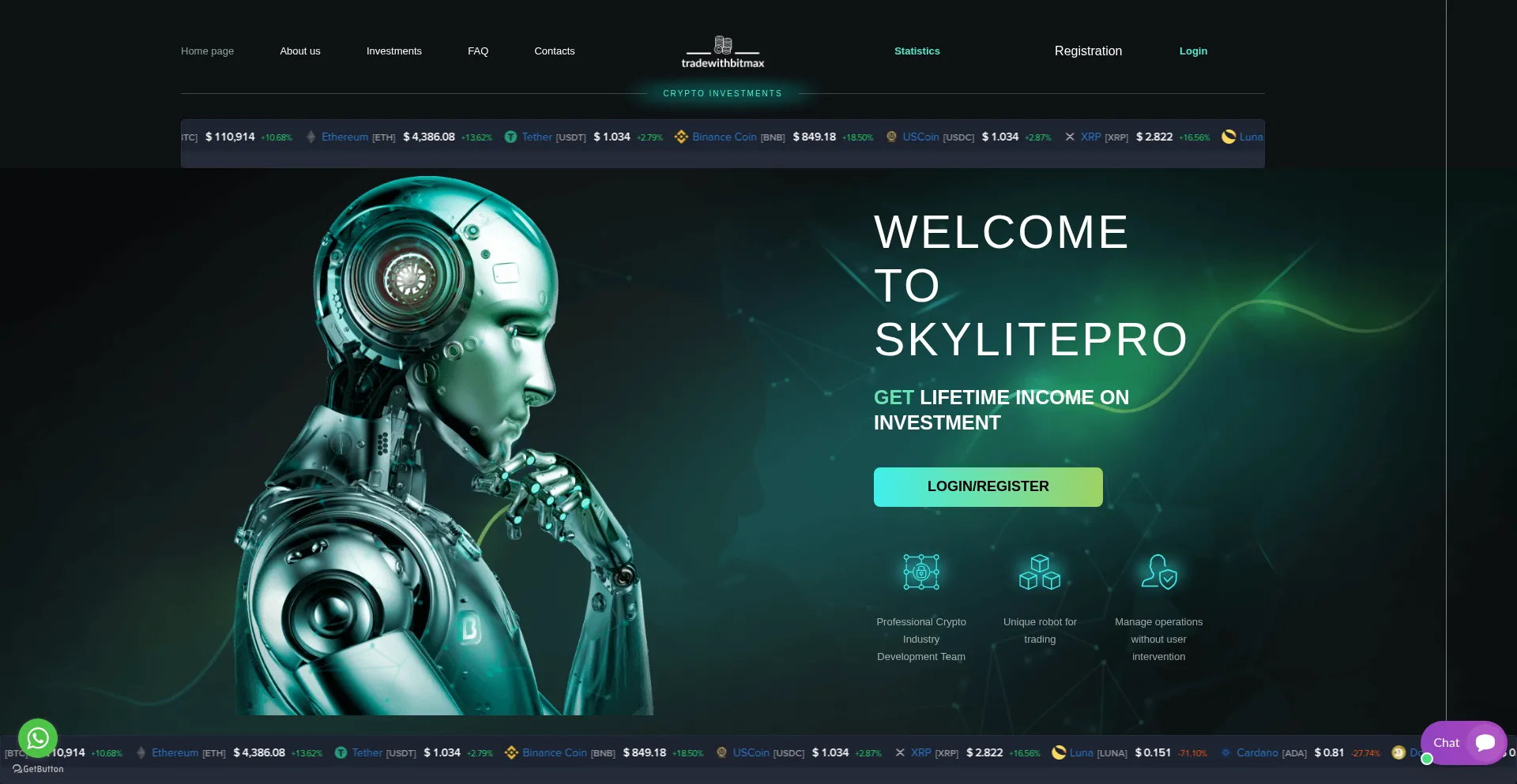 Website screenshot of Skylitepro.com