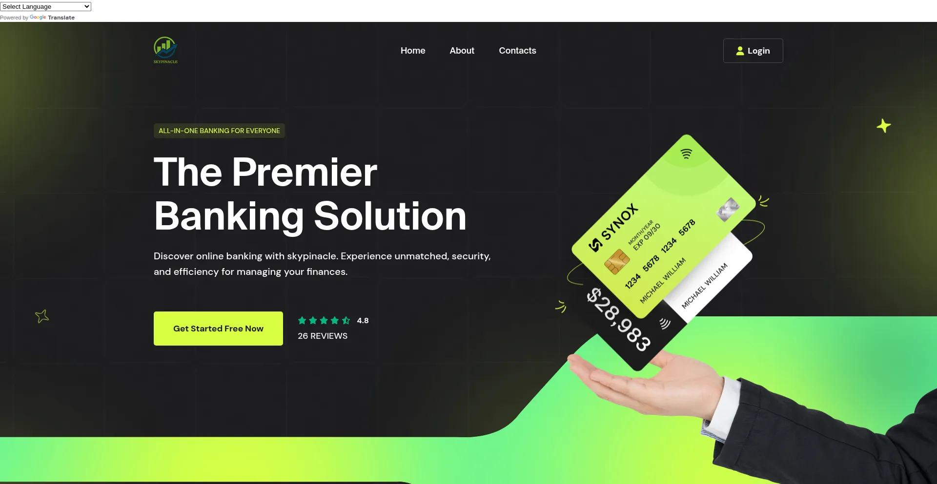 Website screenshot of Skypinacle.com