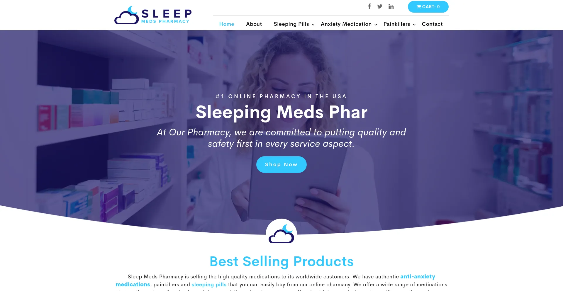 Website screenshot of Sleepmedspharmacy.com
