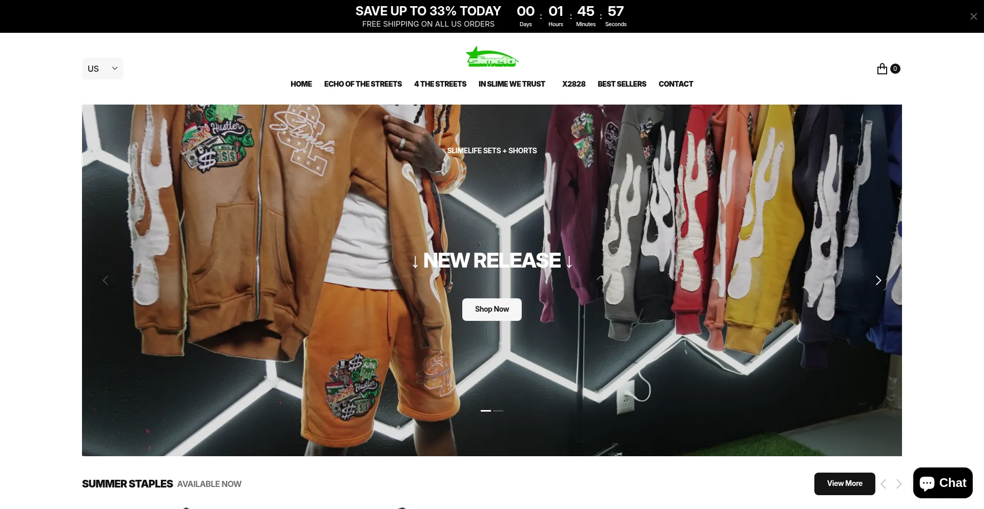 Website screenshot of Slimetoclothing.com