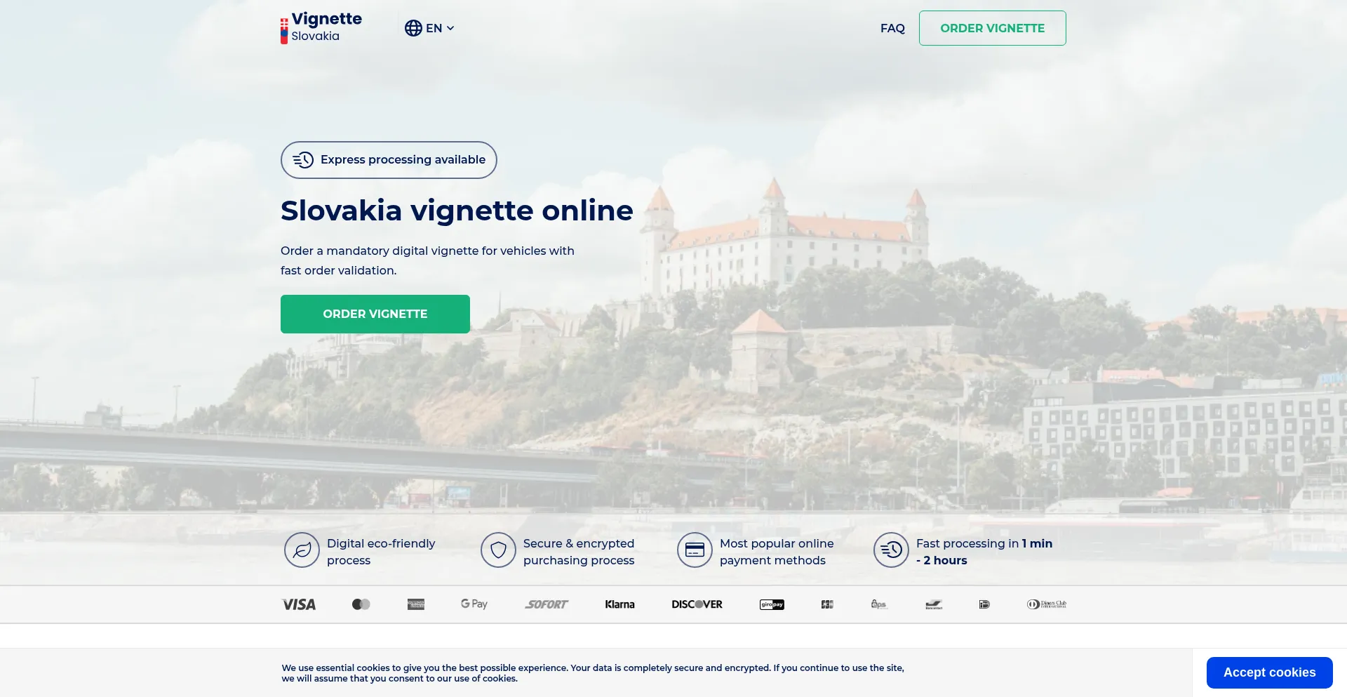 Website screenshot of Slovakiavignette.eu