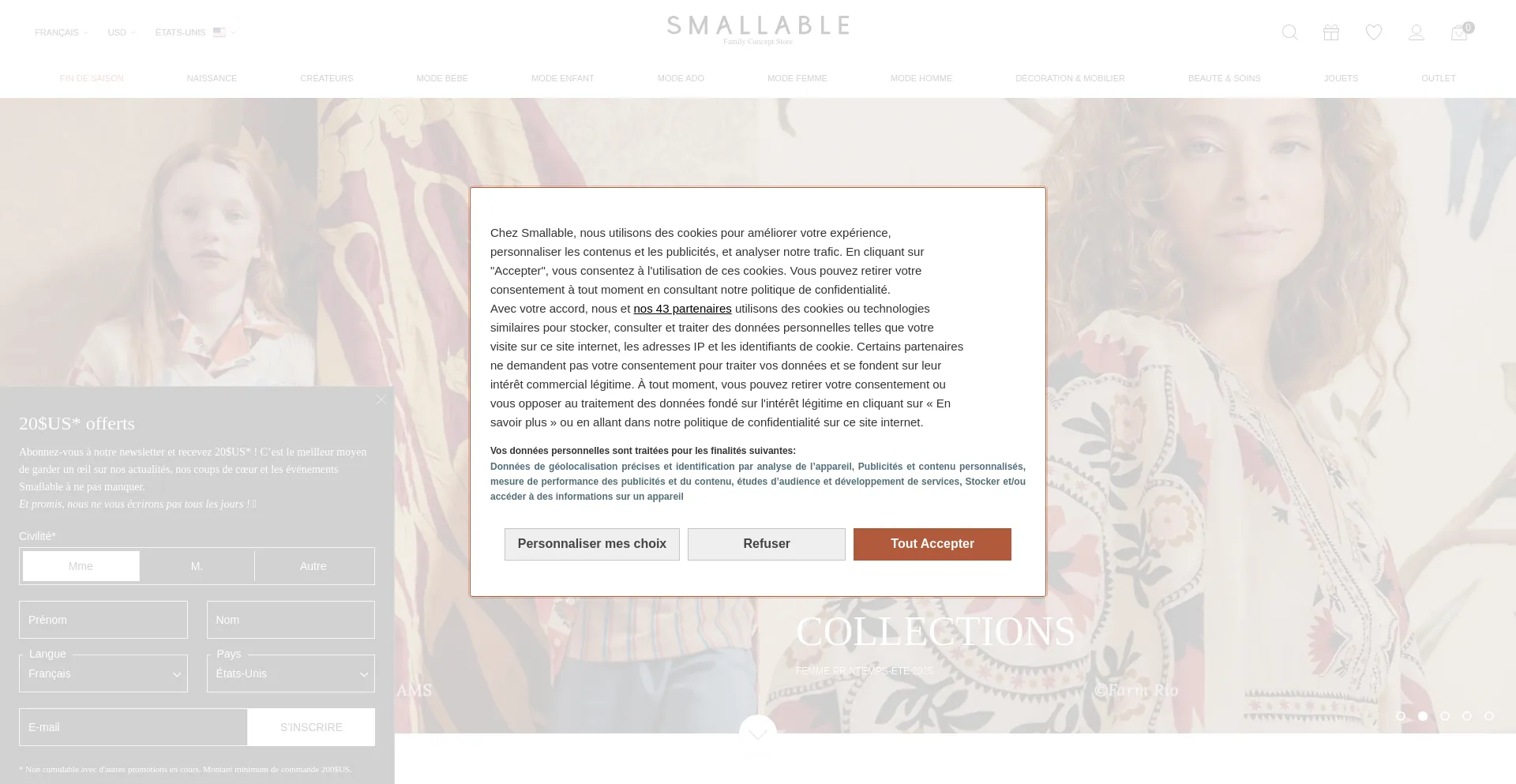 Website screenshot of Smallable.com