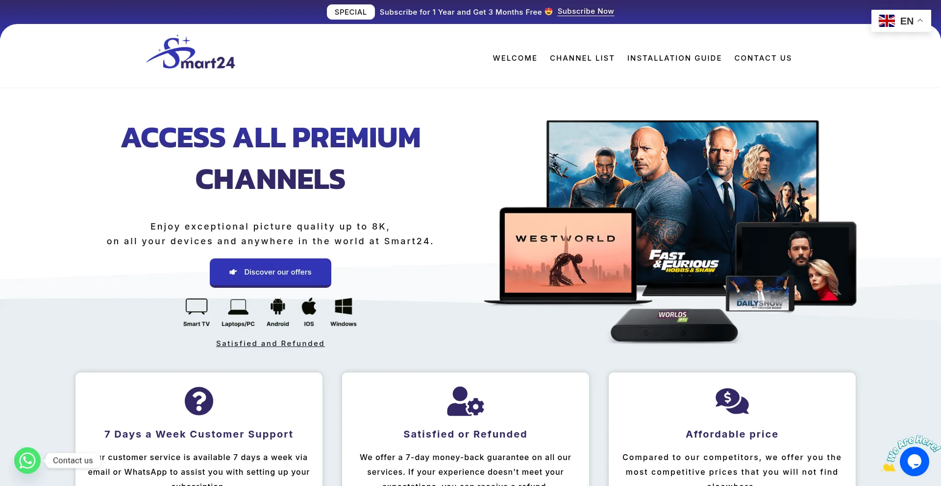 Website screenshot of Smart24iptv.com