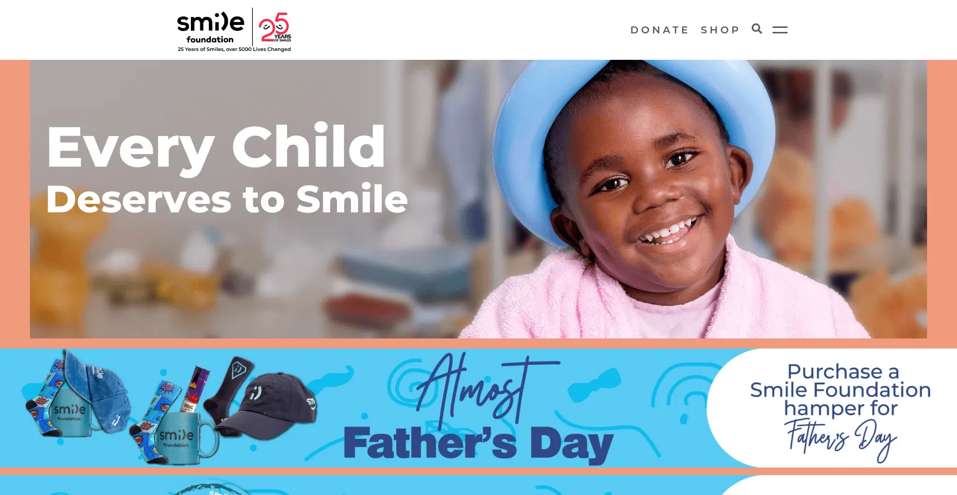 Website screenshot of Smilefoundationsa.org