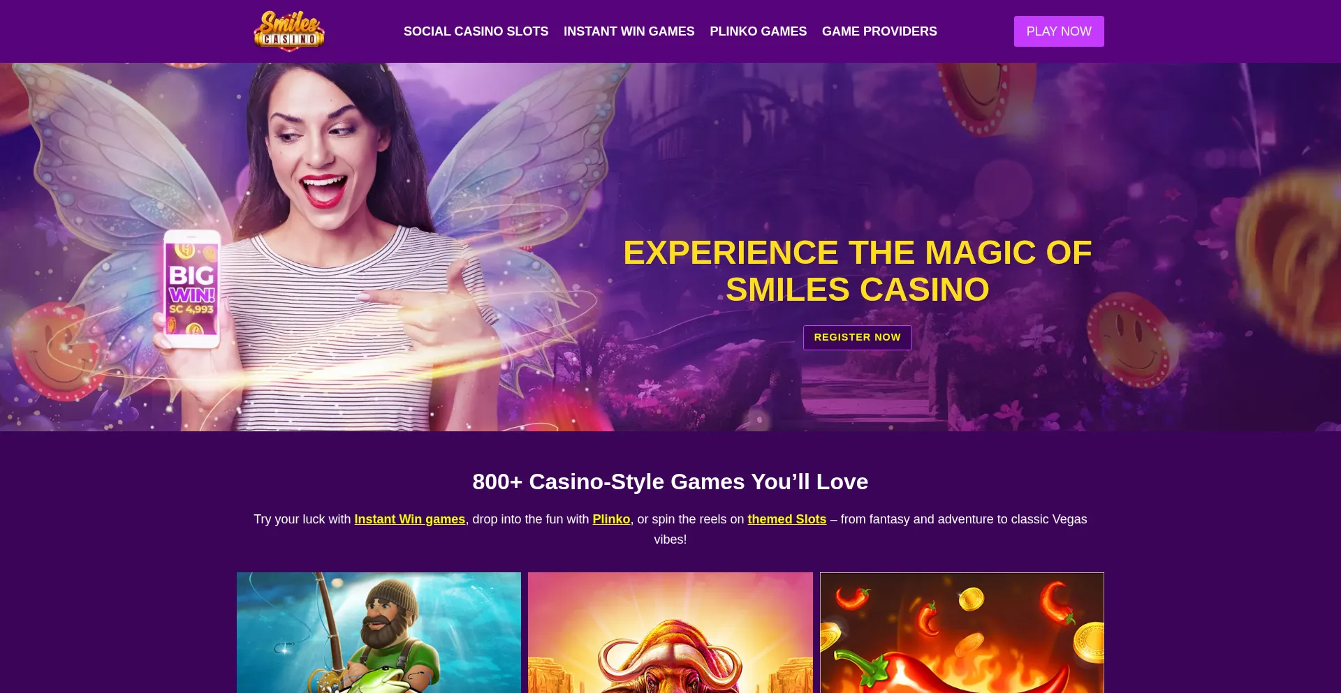 Website screenshot of Smiles-casino.com