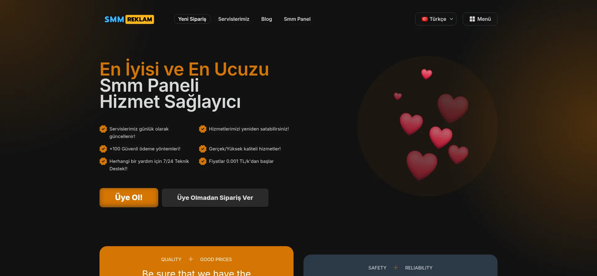 Website screenshot of Smmreklam.com.tr