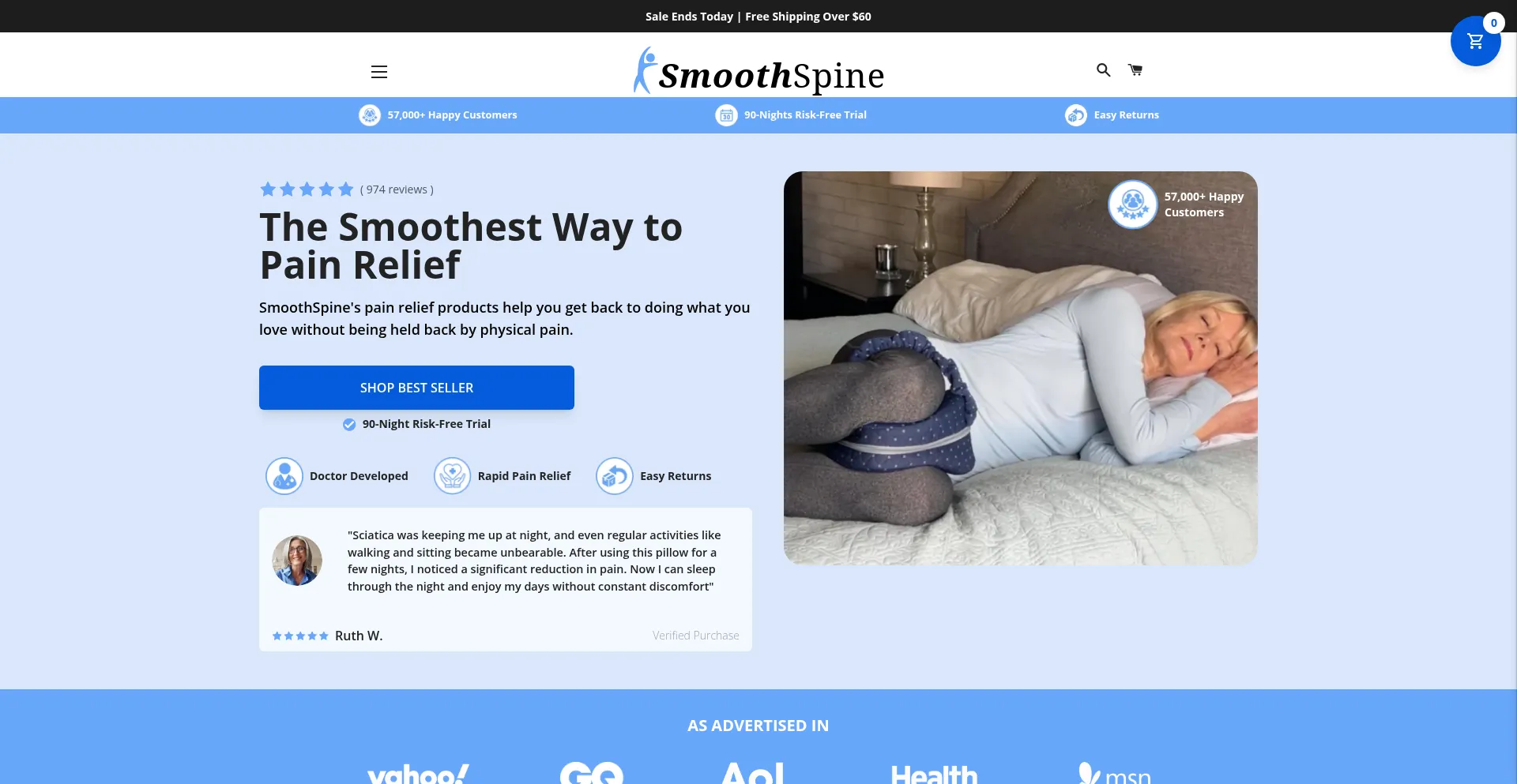 Website screenshot of Smoothspine.com