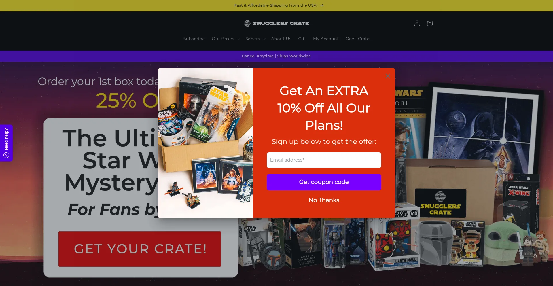 Website screenshot of Smugglerscrate.com