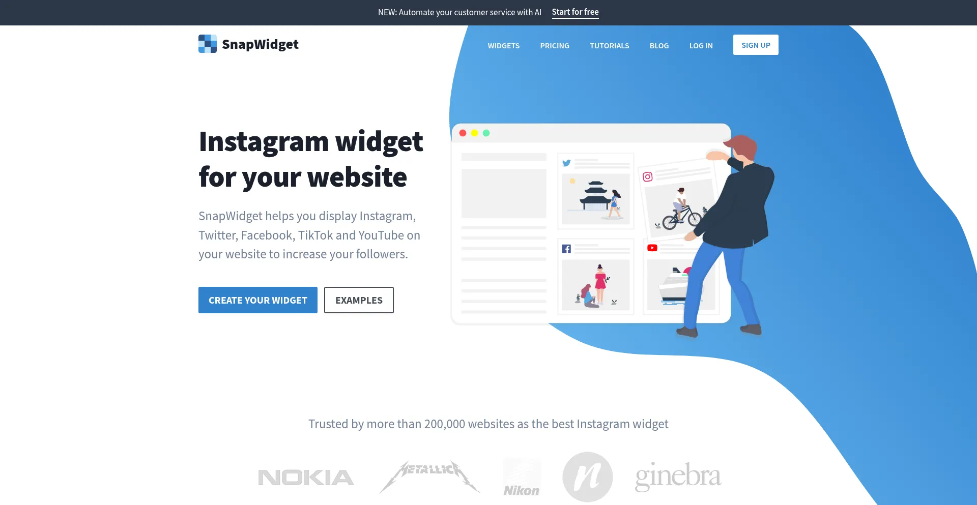 Website screenshot of Snapwidget.com
