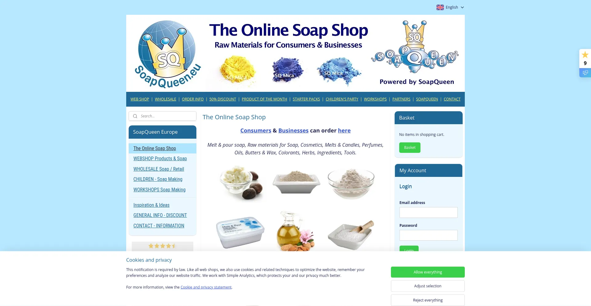 Website screenshot of Soapqueen.eu